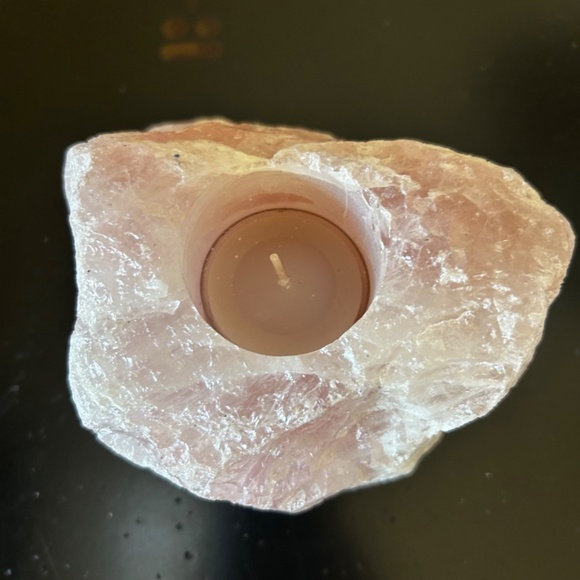 Raw Rose Quartz Tea Light Candle Holder From Brazil - Picture 3 of 14